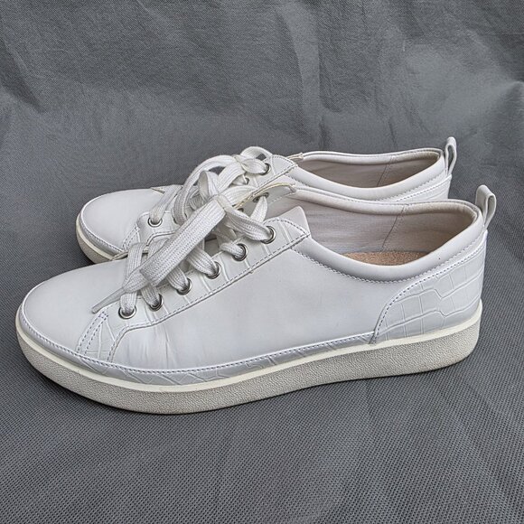 Vionic Size 9.5 Winniy White Lace Up Low Top Sneakers Shoes Leather - Picture 4 of 7